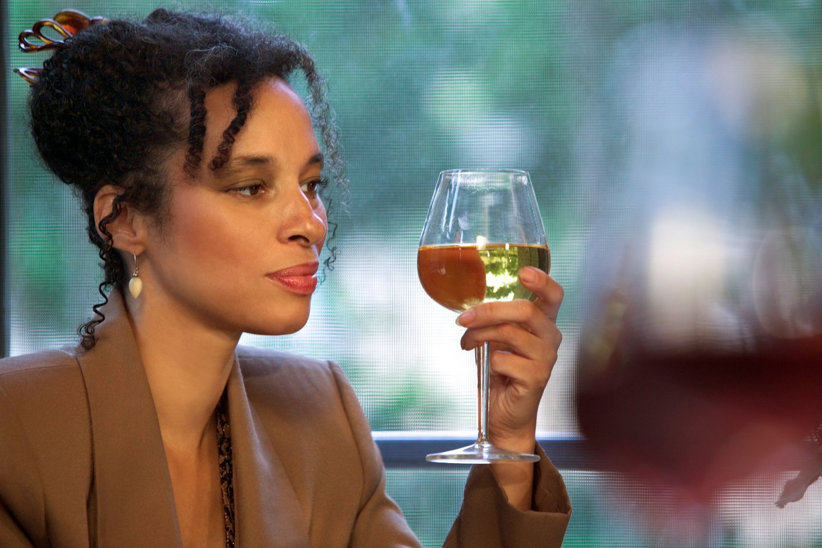 Woman drinking wine